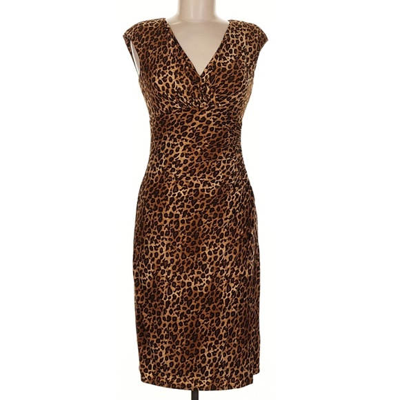 Lauren Ralph Lauren Dresses & Skirts - Lauren Ralph Lauren Animal print Stretch Ruching Flattering Cocktail Dress Sz.14